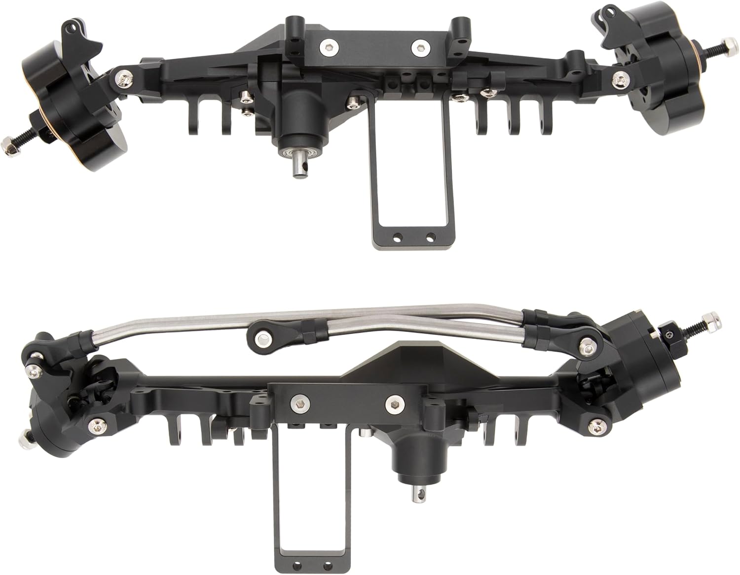 MEUS RACING Capra 1.9 Portal Axles Kit with Isokinetic 3-Section CVDs and Ackerman Steering Structure for Axial Capra 1.9 4X4 and DIY SCX10 SCX10 II Upgrades Parts (Black - 4WS)