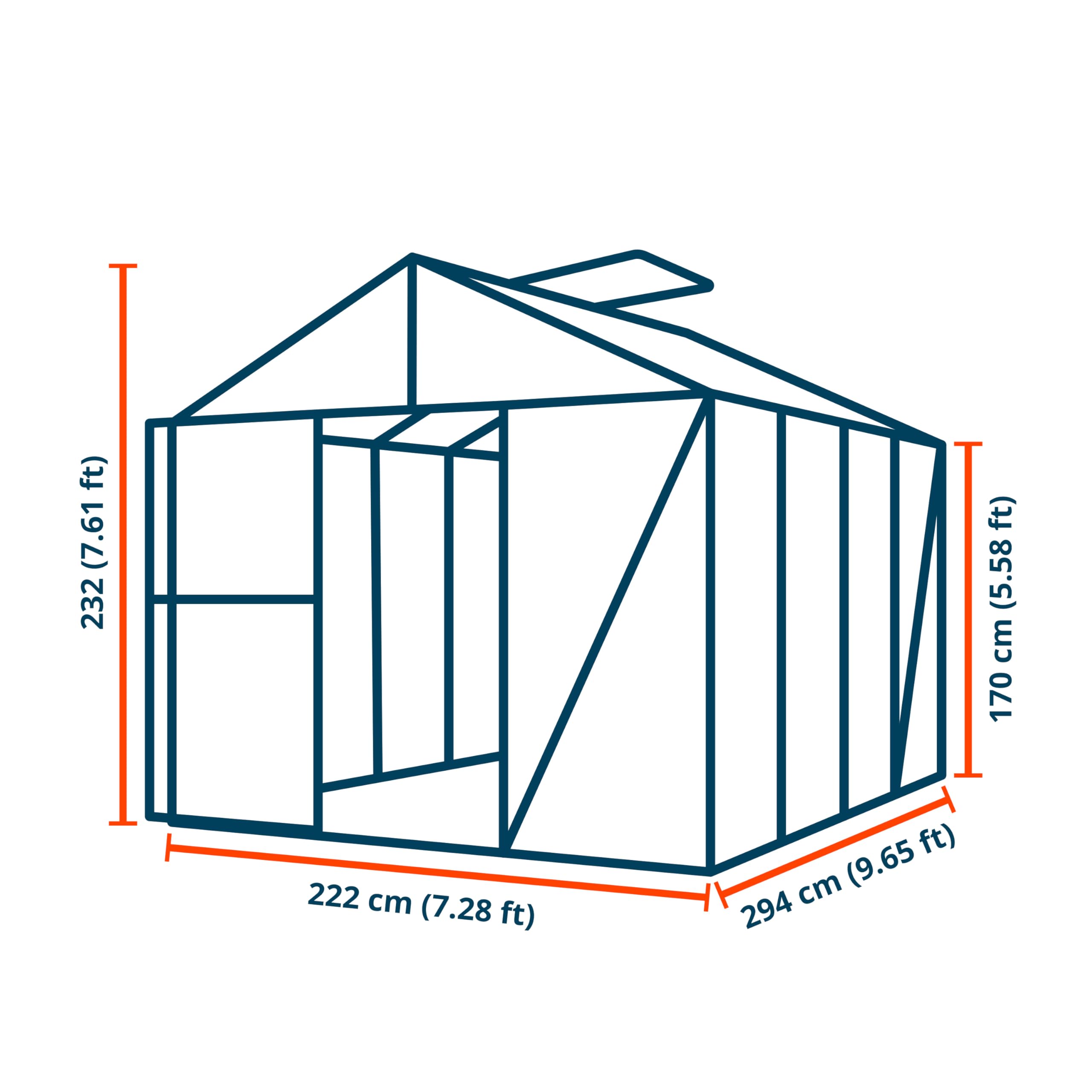 Serra GFP Premium 22 telaio in alluminio 222 x 294 cm, lastre a doppia parete di 10 mm, con 2 apri-finestra automatici