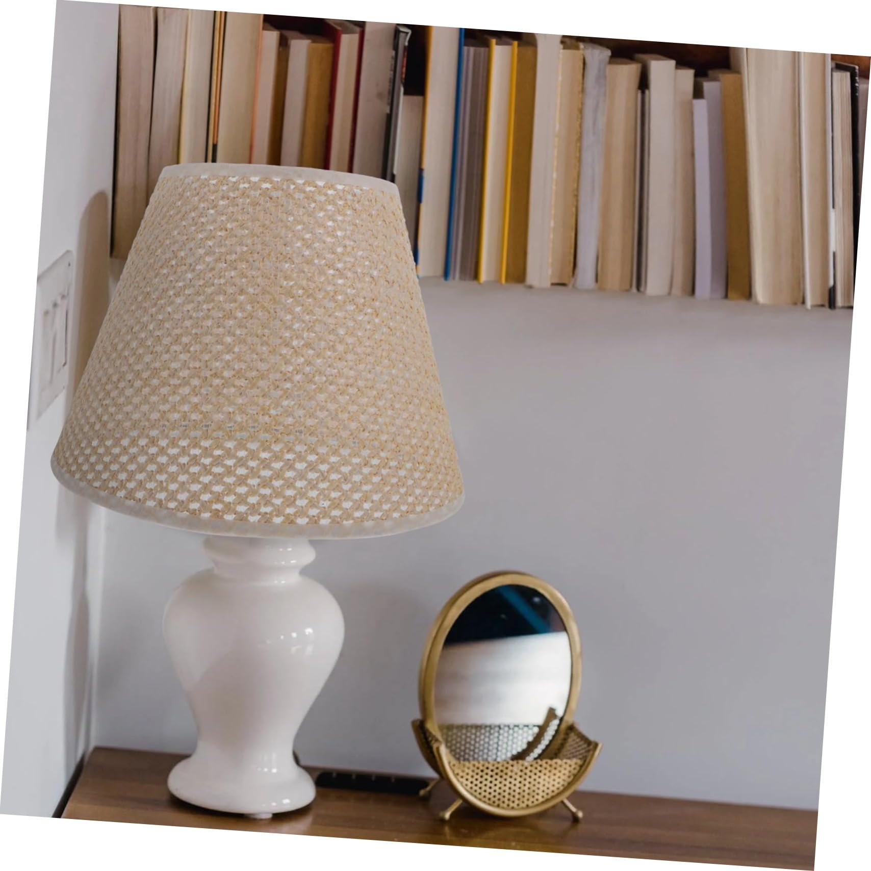 Abat-jour Décoratif Tressé E27 en Papier PE pour Lampe de Bureau