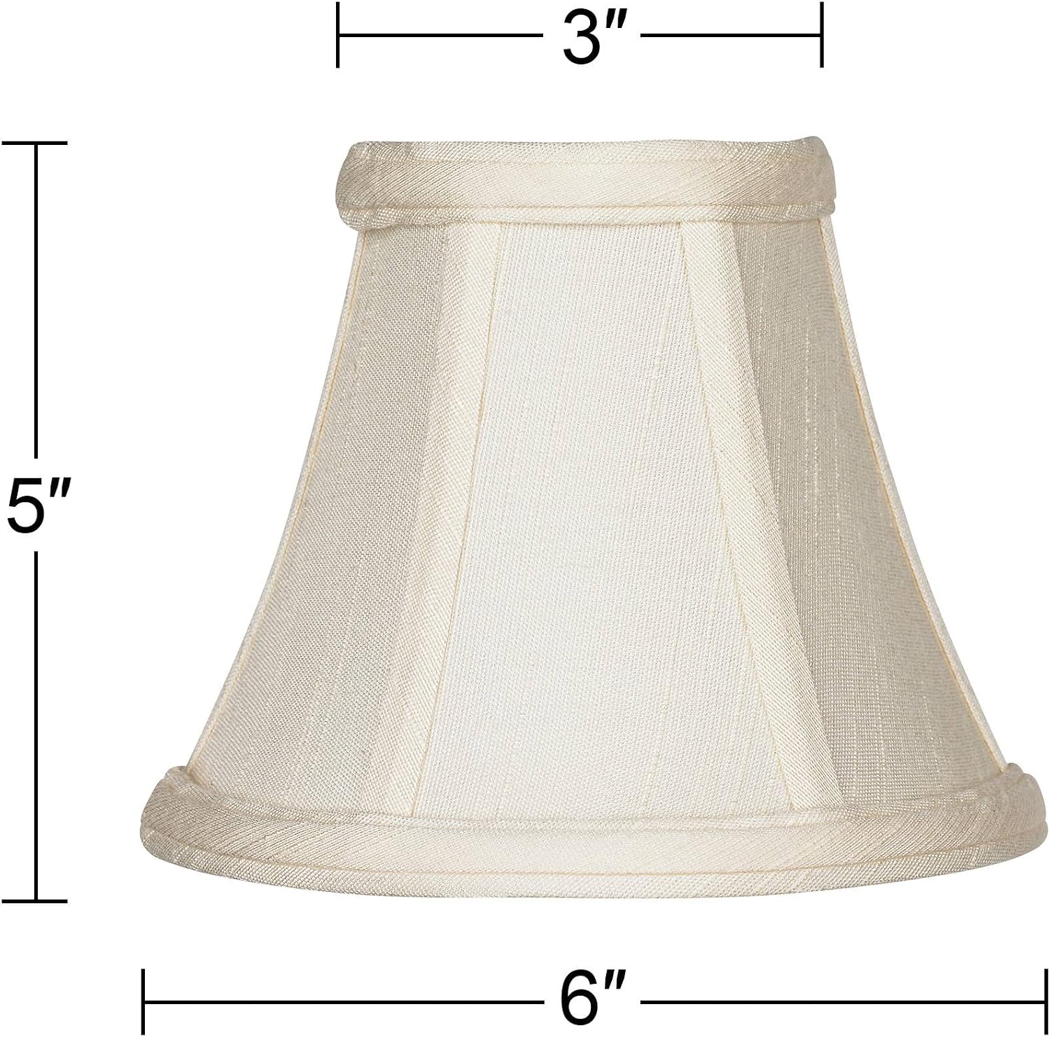 Set of 4 Round Hardback Bell Lamp Shades Evaline Cream Small 3" Top x 6" Bottom x 5" High Candelabra Clip-On Fitting - Imperial Shade