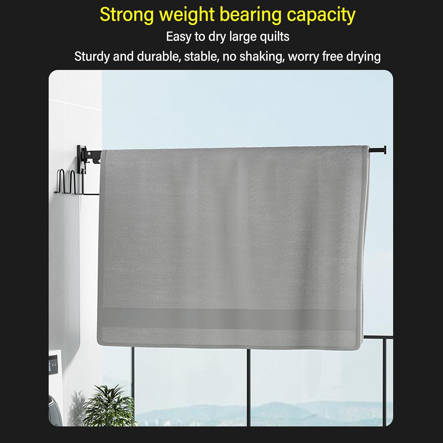 Retractable Clothes Drying Rack Wall Mounted Foldable Windproof Space Saving Laundry Drying Rack for Balcony Bedroom Bathroom Made of Premium Space Aluminum