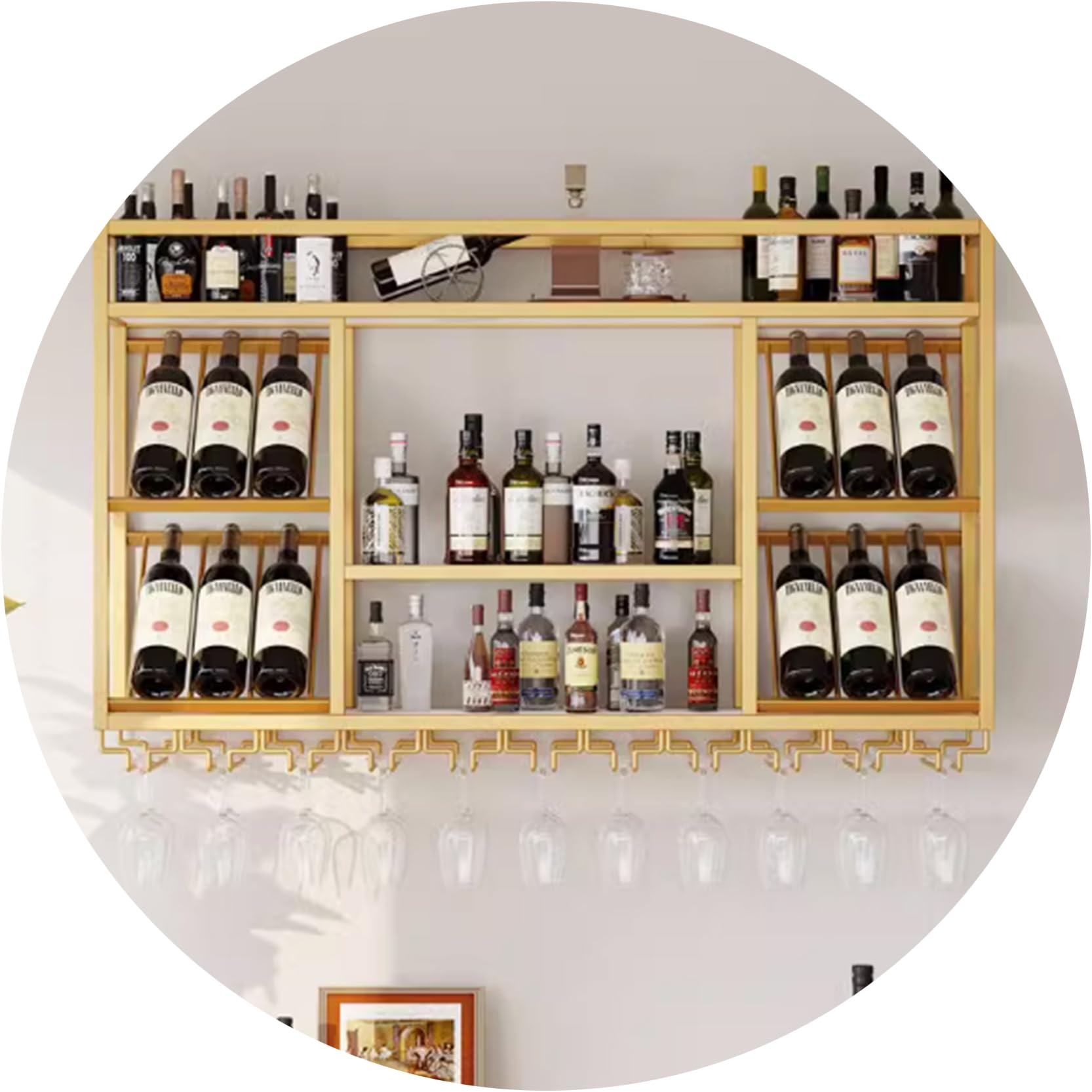 Présentoir à vin mural haut de gamme en métal noir pour design épuré