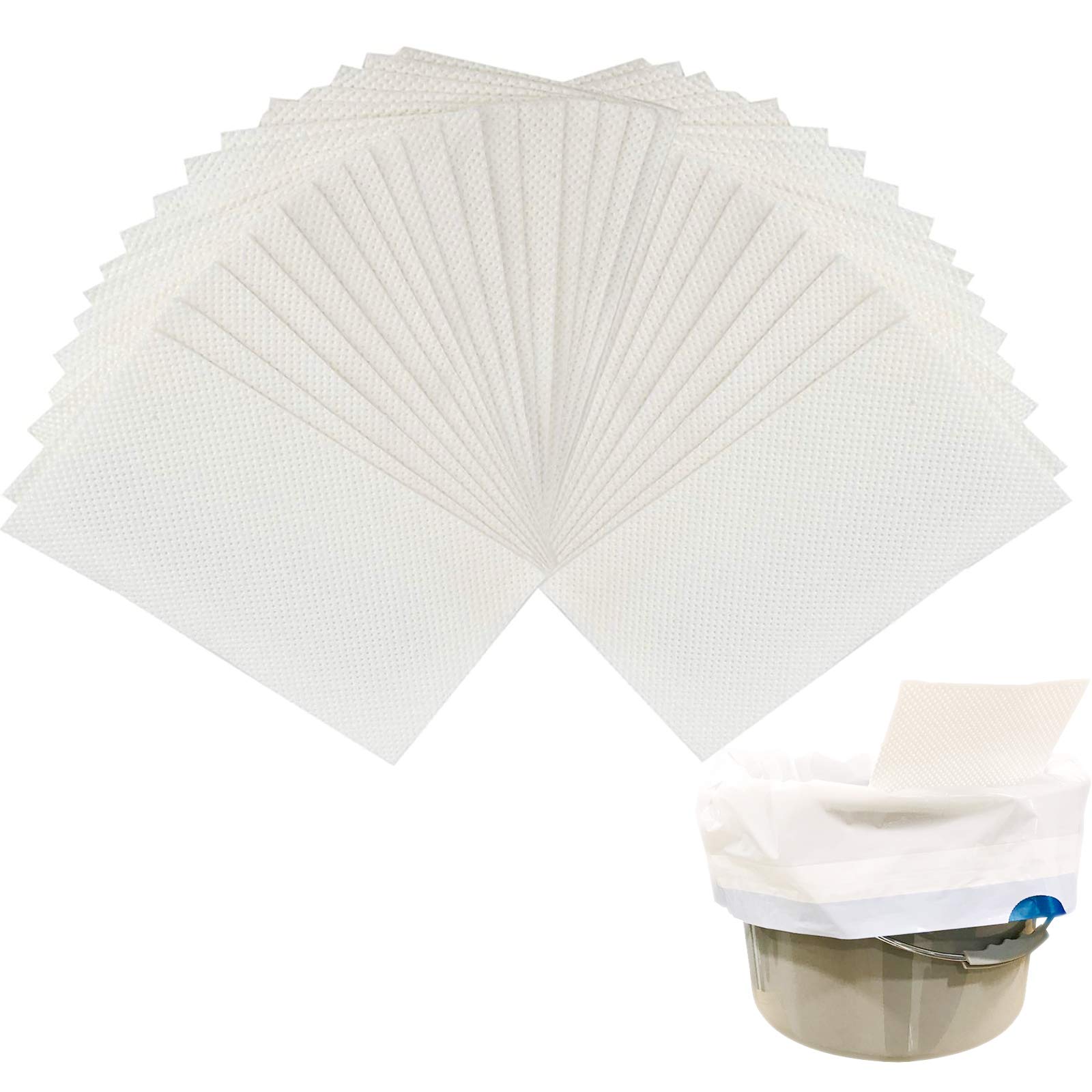 Commode Liners Absorbent Commode Pads for Bedside Commode Bags, Portable Beside Toilet Chair Buckets Bedpans Gelling Absorbent Pads (52 Pads)