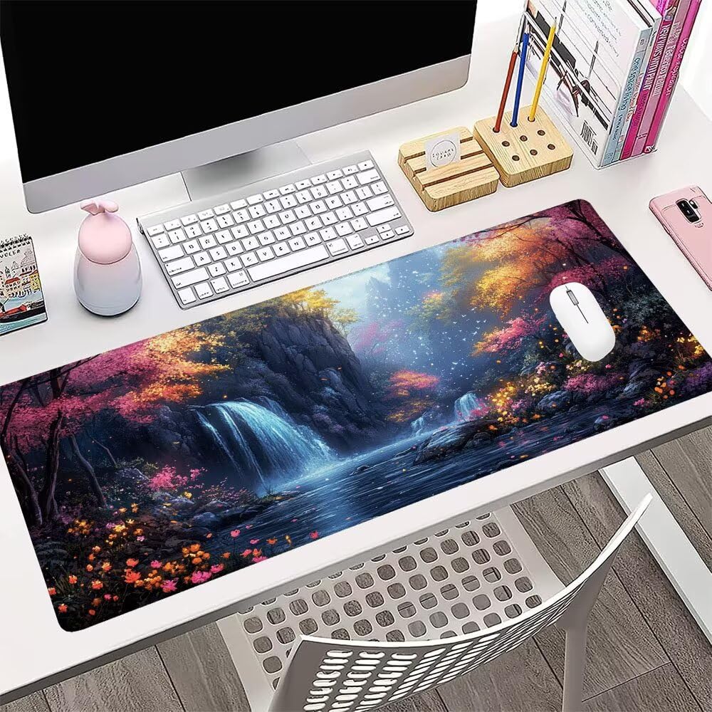 Tappetino Mouse Gaming xxl Accessori Scrivania Ufficio Colore Autunno Grande Tappetino Mouse e Tastiera Sottomano da Scrivania 1200x600x3mm Base Antiscivolo, per PC Gamer Laptop Studio Casa d-184
