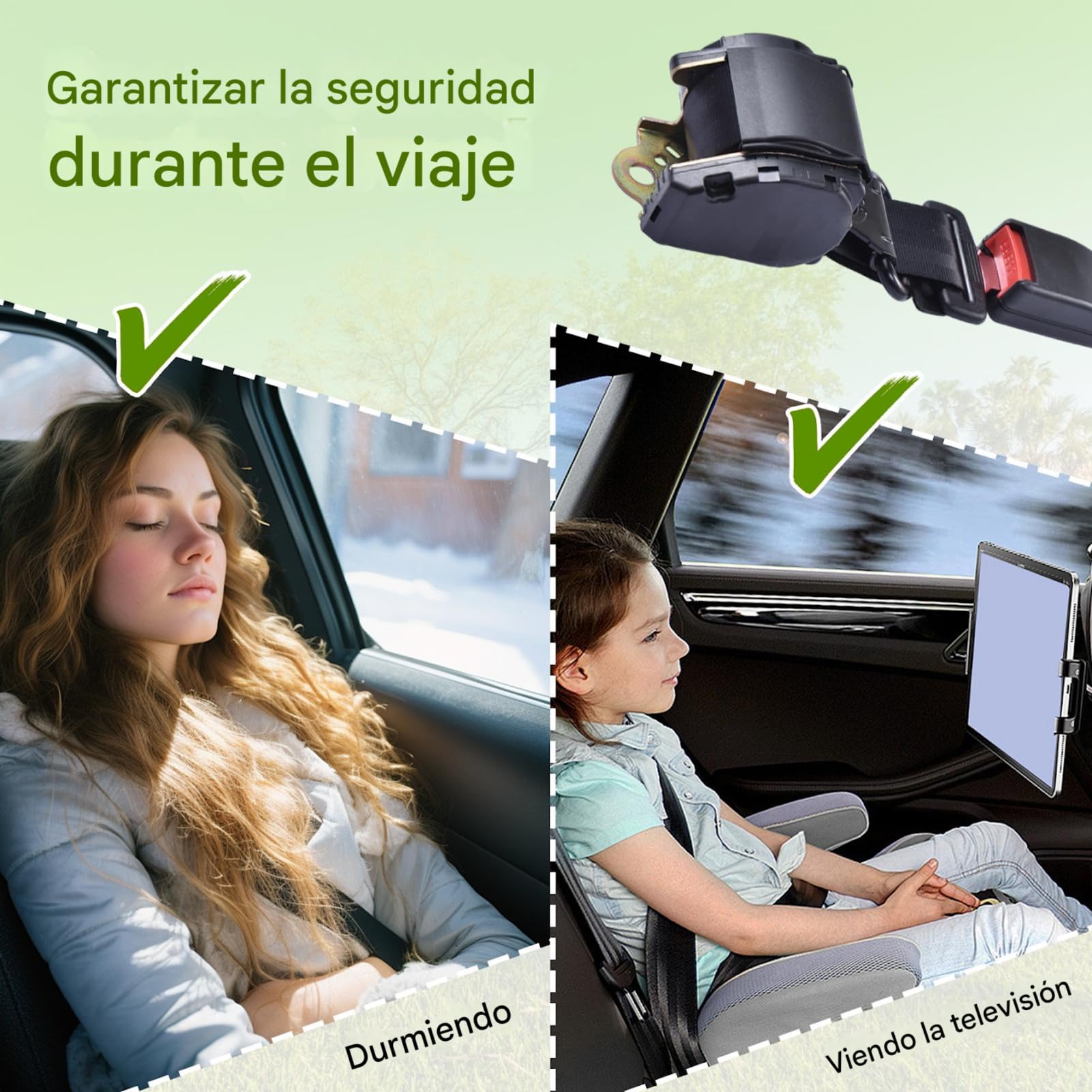 Cinturón seguridad automóvil 2 toneladas 3 puntos retráctil 300 cm certificado 3 C instalación sin herramientas, para asientos delanteros traseros – 2 piezas