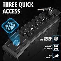 Vista 2 de Caja de seguridad oculta para pistolas, caja de seguridad biométrica con huella digital y deslizador inteligente para mesita de noche, escritorio