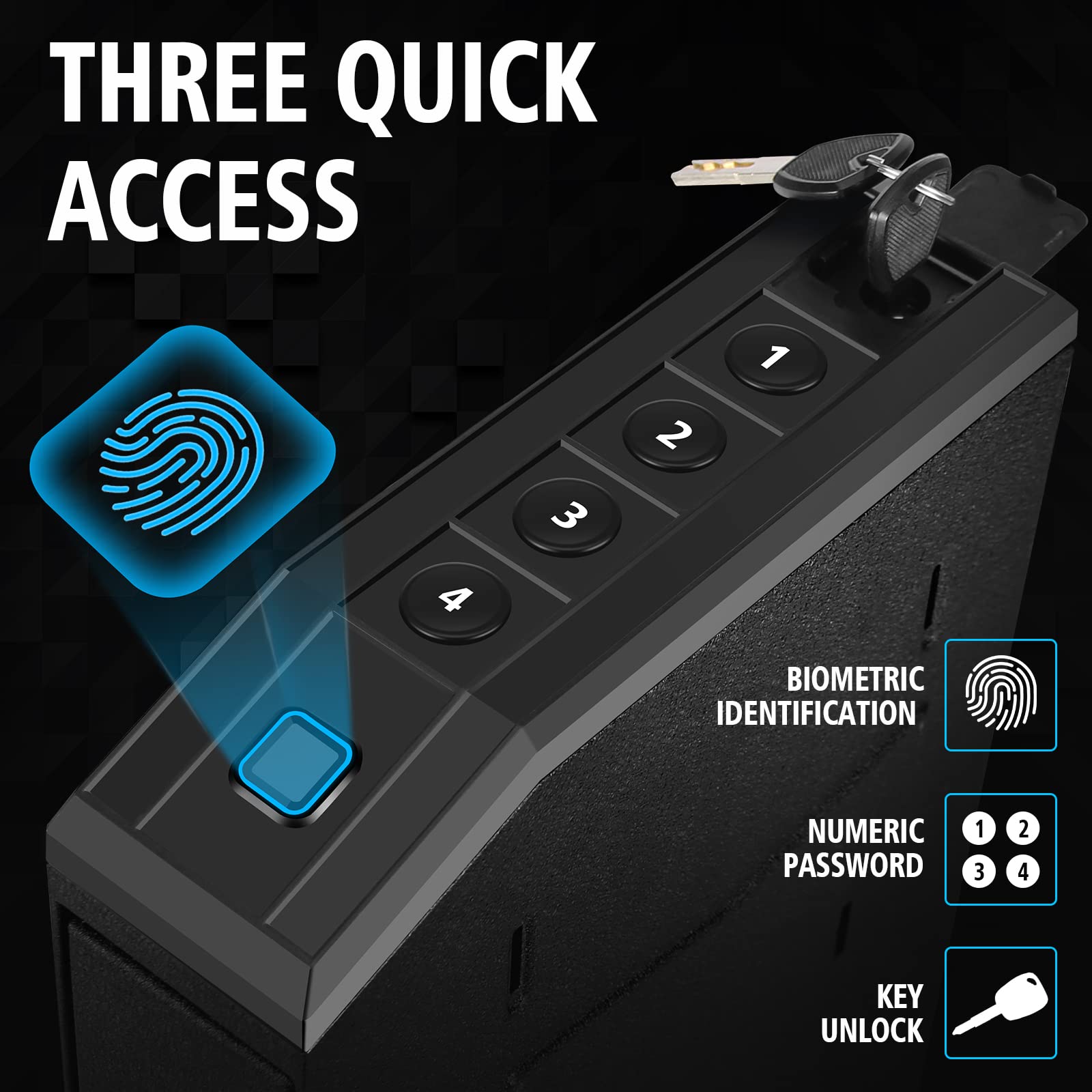 Gun Lock Box Biometric Gun Safe Wall Mounted Handgun Safe Elite