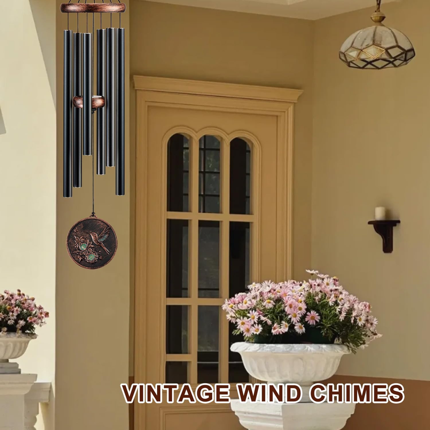 Wind Chimes for Outside, Vintage Hummingbird Deep Tone Wind Chime Outdoor Clearance, Patio Porch Balcony Decoration, Garden Hanging Decor Gifts for Women Mom Grandma (34" Hummingbird)