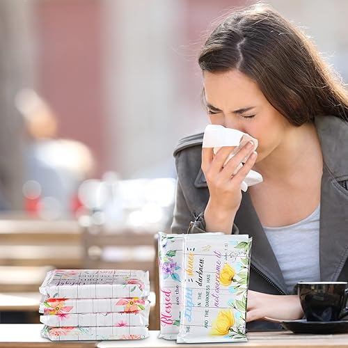 Miniatura 107 de Paquete de 24 pañuelos de tamaño de viaje, paquete delgado de 3 capas, tamaño cartera, pañuelos de bolsillo para viajes, bodas, fiestas, 6 estilos