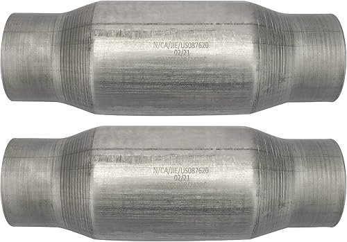MAYASAF 【Paquete de 2】Convertidor catalítico universal de entrada/salida de 3 pulgadas, tubo de escape de alto flujo, sin puerto O2 (compatible con