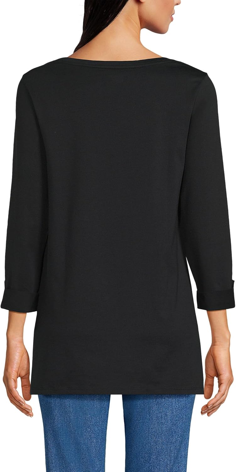 Lands' End Women's American-Grown Supima Cotton Adjustable 3/4 Sleeve Boatneck Tunic - Image 2