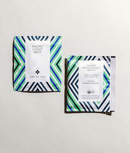 Miniatura 3 de Art of Tea  Menta orgánica de la costa del Pacífico (naturalmente sin cafeína)  50 bolsas de té de menta piramidales ecológicas  Bolsas de té de