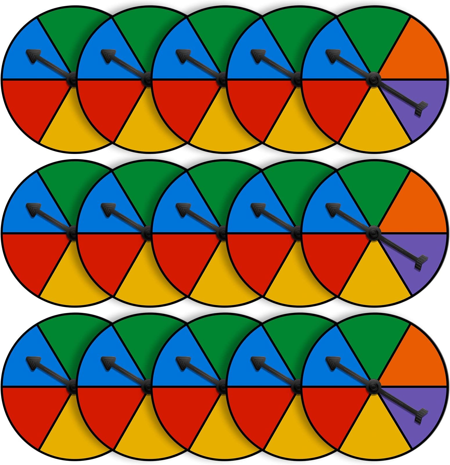 Sotiff 15 Sets Game Spinner Wheel Blank Erasable Math Game Spinner Board with Plastic Rotating Arrows for Prizes