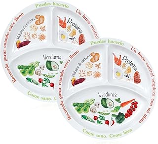Portionskontrollteller für ausgewogene Ernährung – Teller mit gesunder Ernährung für Erwachsene und Jugendliche – Melamin-Unterteilungen, Gewichtsverlust, Diabetesteller（Spanisch Text）