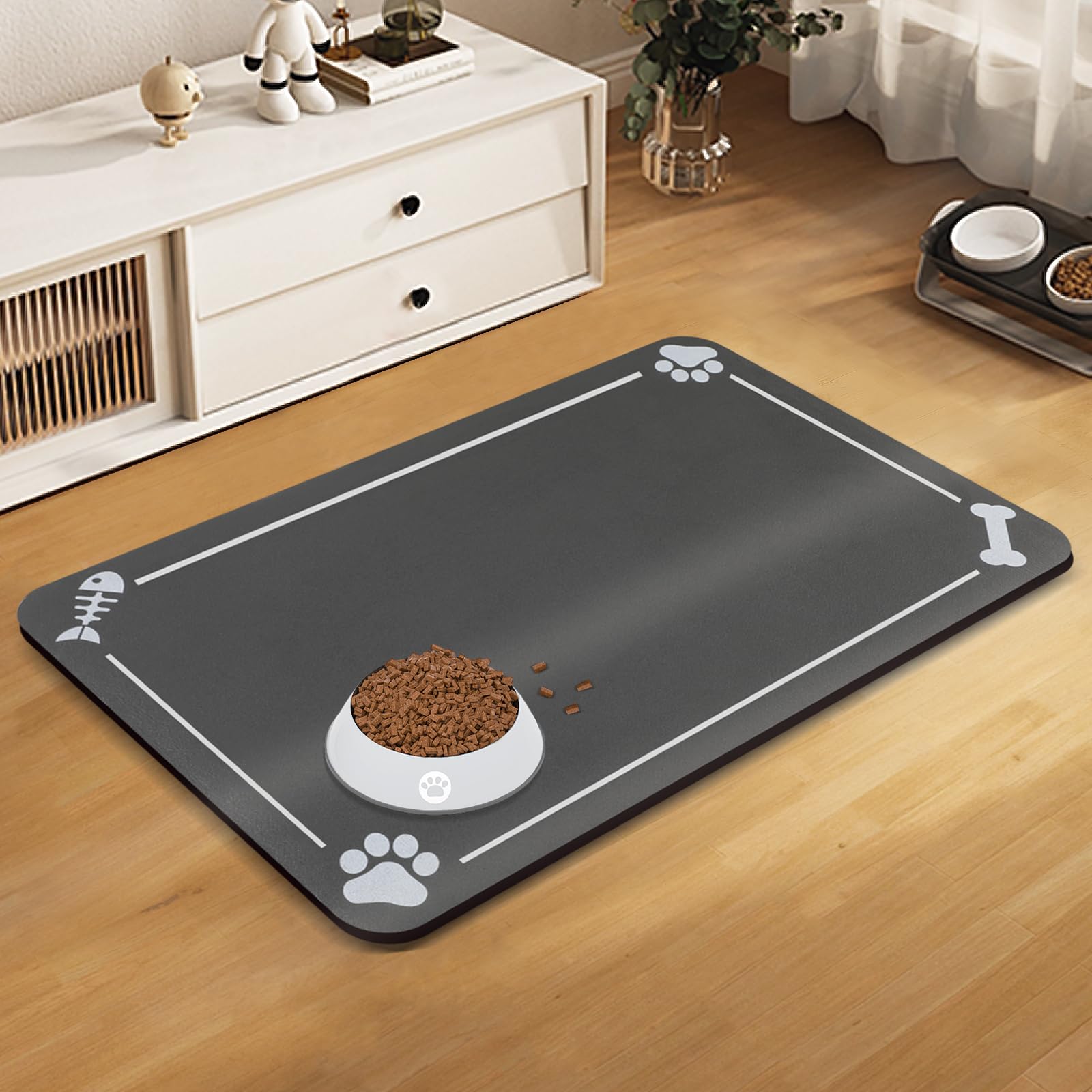 VISCOOPet Feeding Mat-Absorbent Dog Mat for Food and Water Bowl-No Stains Easy Clean Dog Cat Food Mat -Quick Dry Dog Bowl Mat-Pet Supplies Mat-Dog Accessories-Dog Water Dispenser Mat