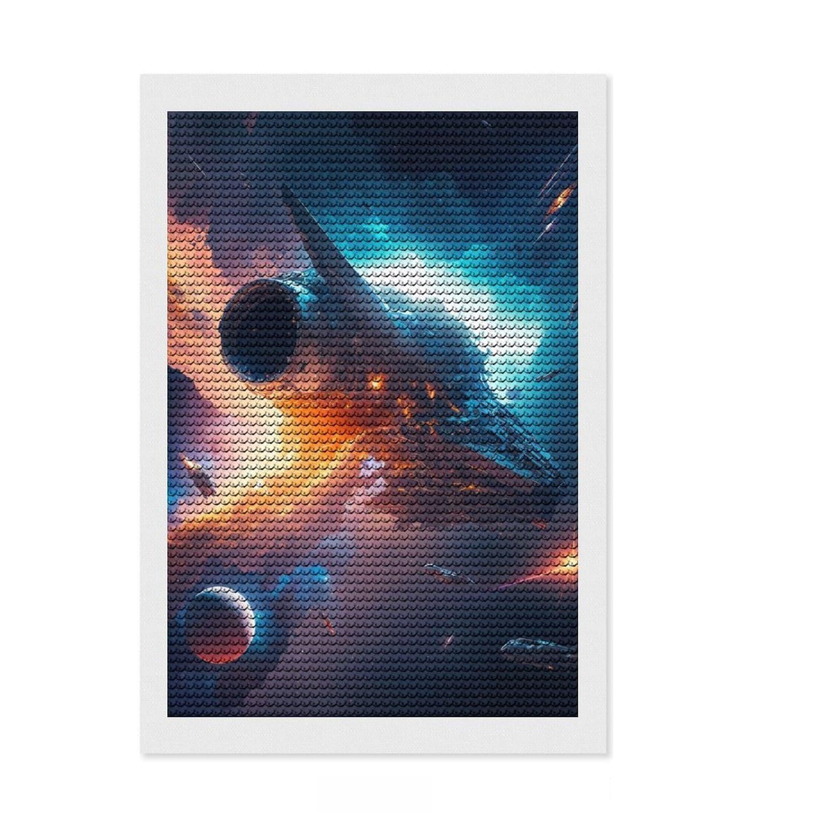Junmoney Space Ship Diamond Painting Set 8"x12", Relaxing DIY Hobby, Farmhouse Decor, for Creative Relaxation, Birthday Gift