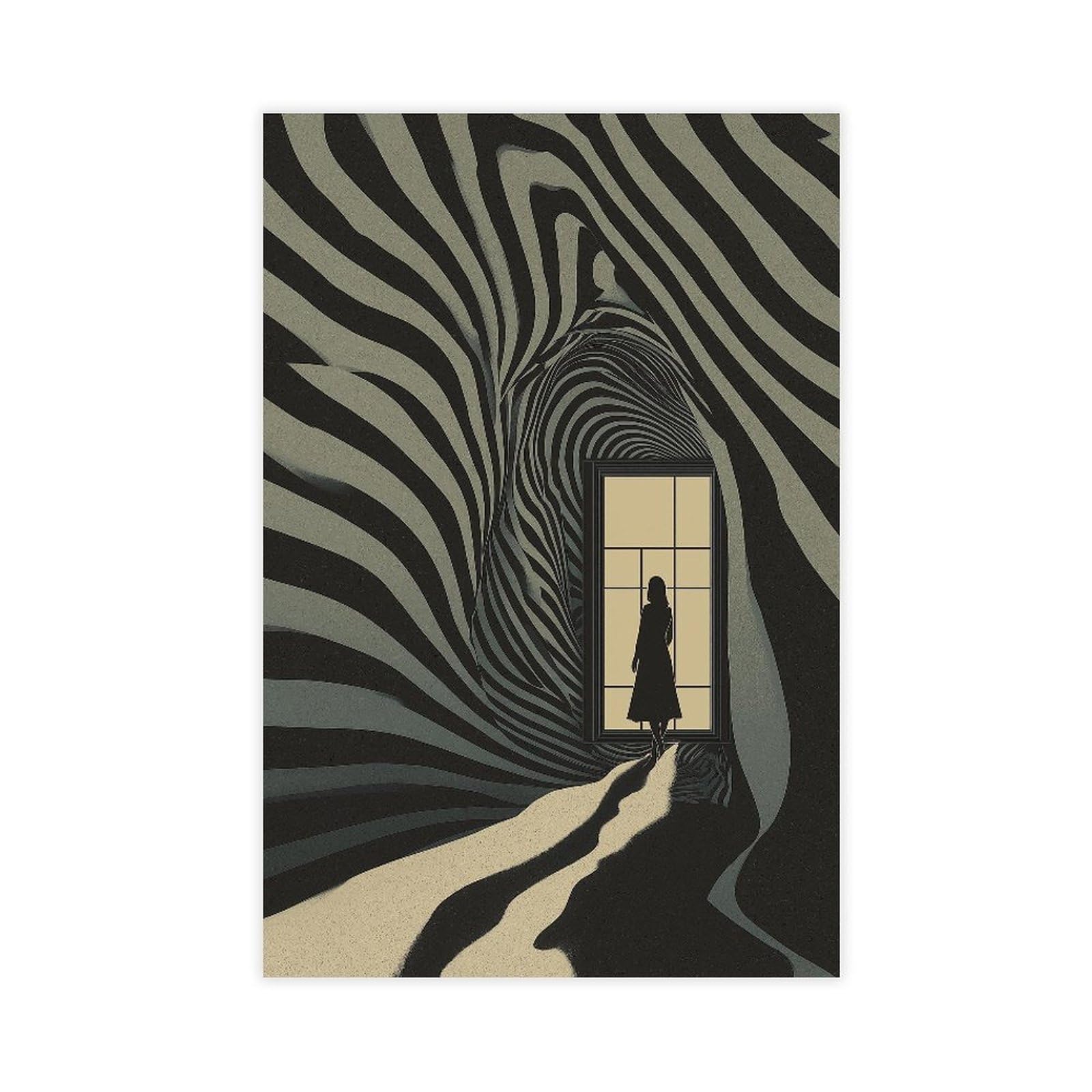 YWTJAX Surreal Zebra Tunnel Poster Canvas Poster for Living Room Decor Gift