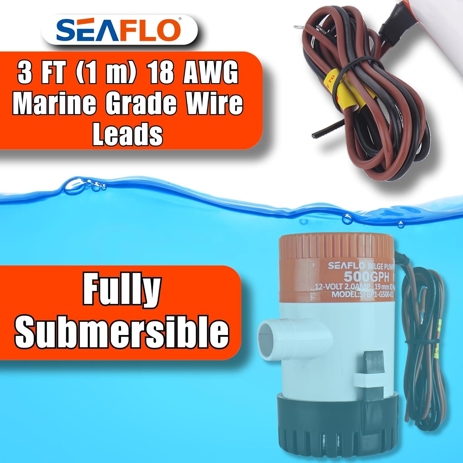 Fully Submersible with Marine Grade Wire Leads