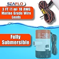 Vista 6 de SEAFLO Bomba de Sentina Serie 01 500 GPH – 12V, Salida de 3/4", Bomba Sumergible Marina con Protección Antibloqueo de Aire, Certificado CE y RoHS