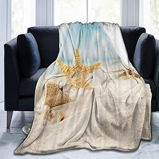 DAOPUDA Manta De Tiro De Lana Suave,Mensaje de caracola de Arena de Botella de Deriva de Estrella de mar,Home Hotel Sofá Cama Sofá Mantas para Parejas Niños Adultos,120x150cm