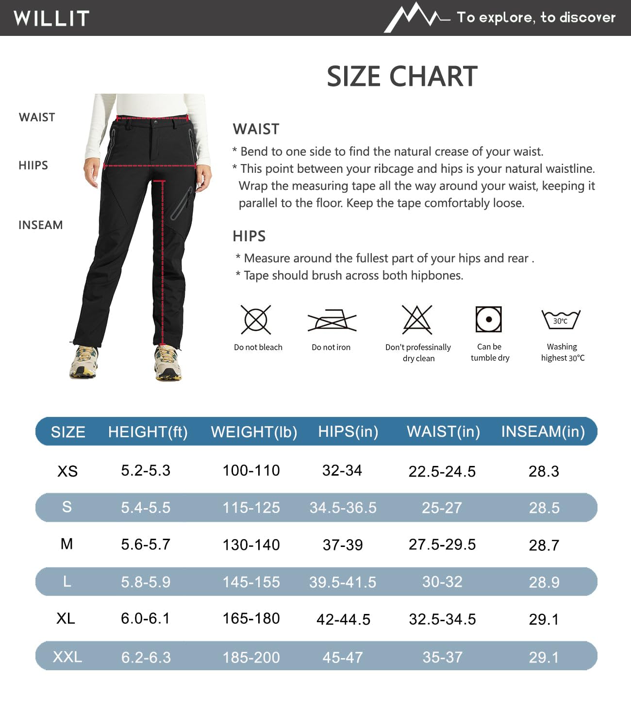 Willit Pantalones de invierno para mujer, impermeables, para senderismo, cálidos, para exteriores, aislados, para clima frío