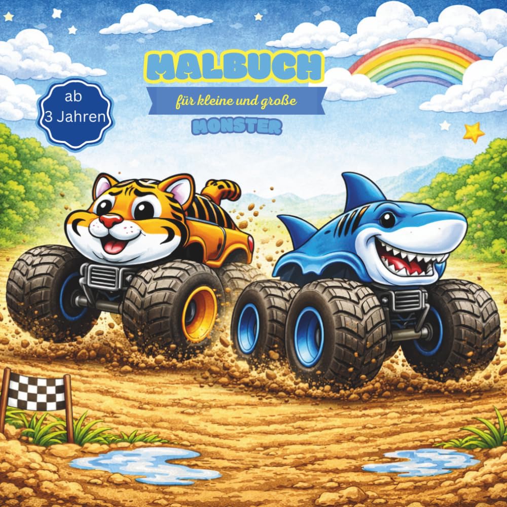 Malbuch für große und kleine Monster: Monstertrucks I über 180 Seiten I Tiere I Kinder ab 3 Jahren I Jungen und Mädchen I über 85 liebevoll gestaltete Motive (Malbücher)
