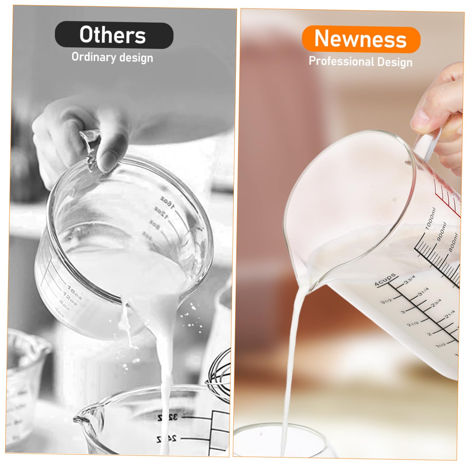 Vaso Medidor De Vidrio De Borosilicato Con Asa Taza Graduada Para Medición Precisa De Líquidos Cocina y Repostería Diseño Ergonómico y Vertido Controlado