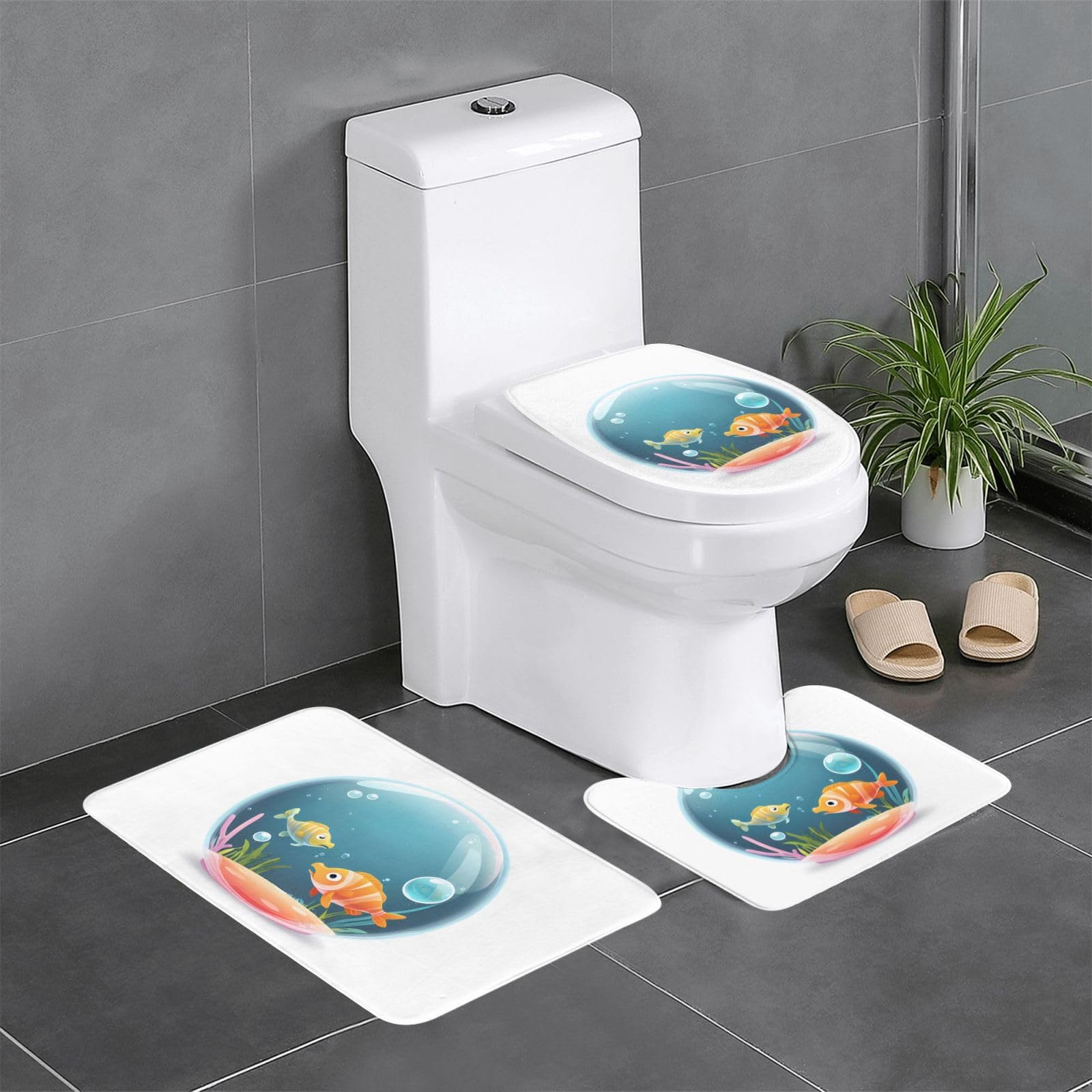 Tapis de sol de salle de bain lot de 3 tapis ovale et rectangulaire