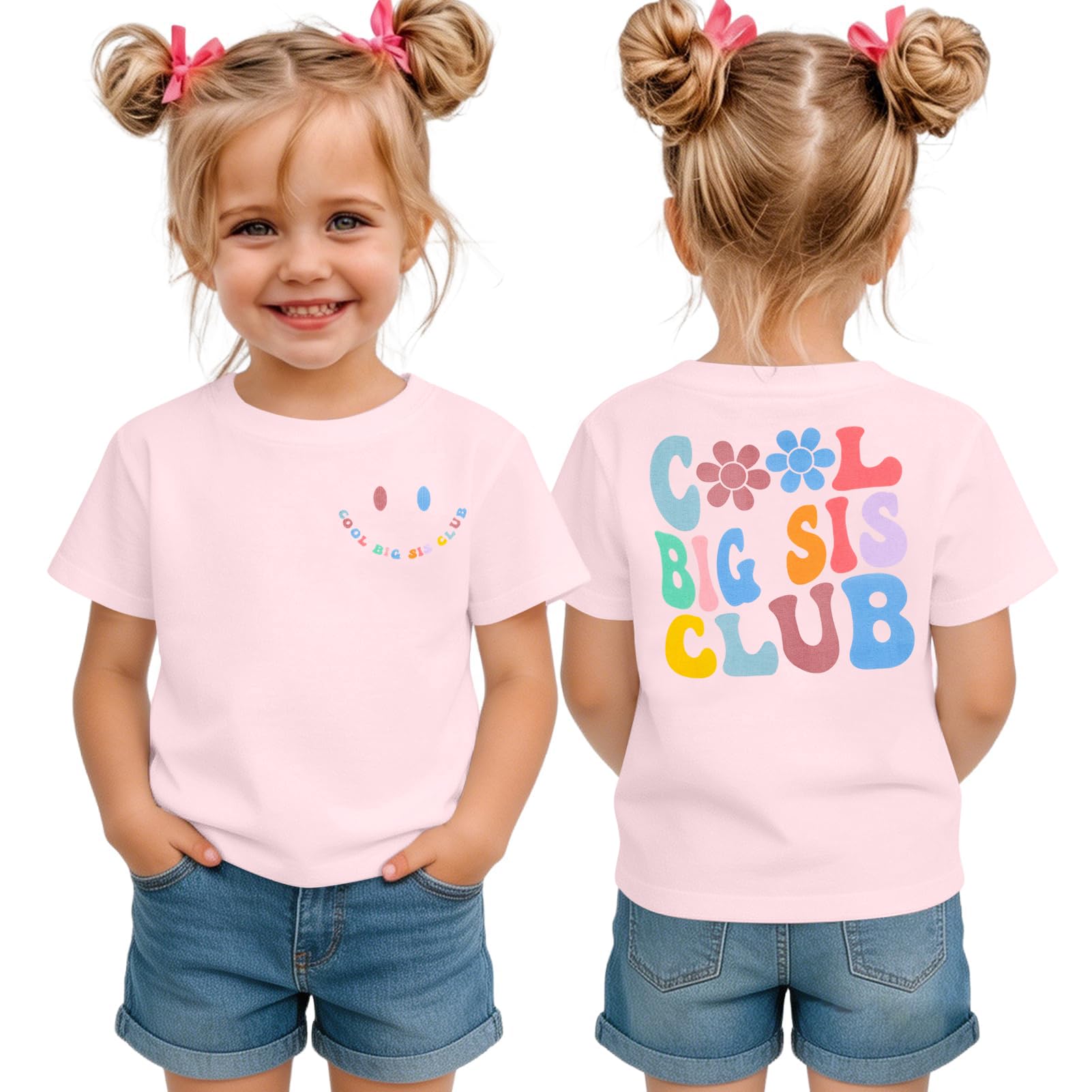 LOTUCY Toddler Girls Big Sister Shirt Cool Big Sis Club Announcement Outfit