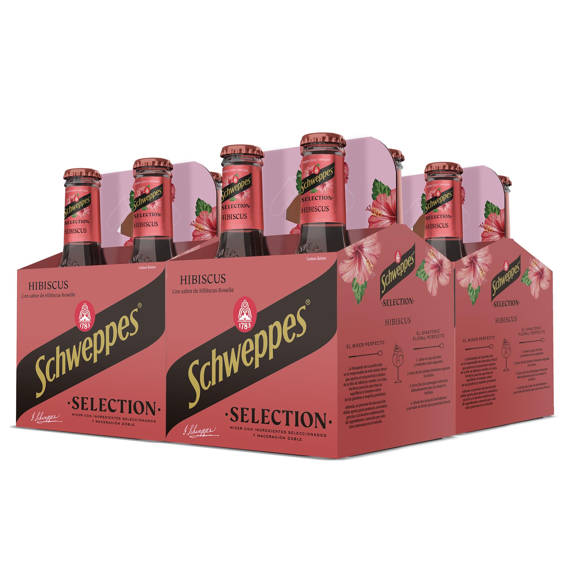 Schweppes Selection Tónica Hibiscus - Vidrio, Pack 6 cestas 4 x 20 cl (total: 24 botellas)