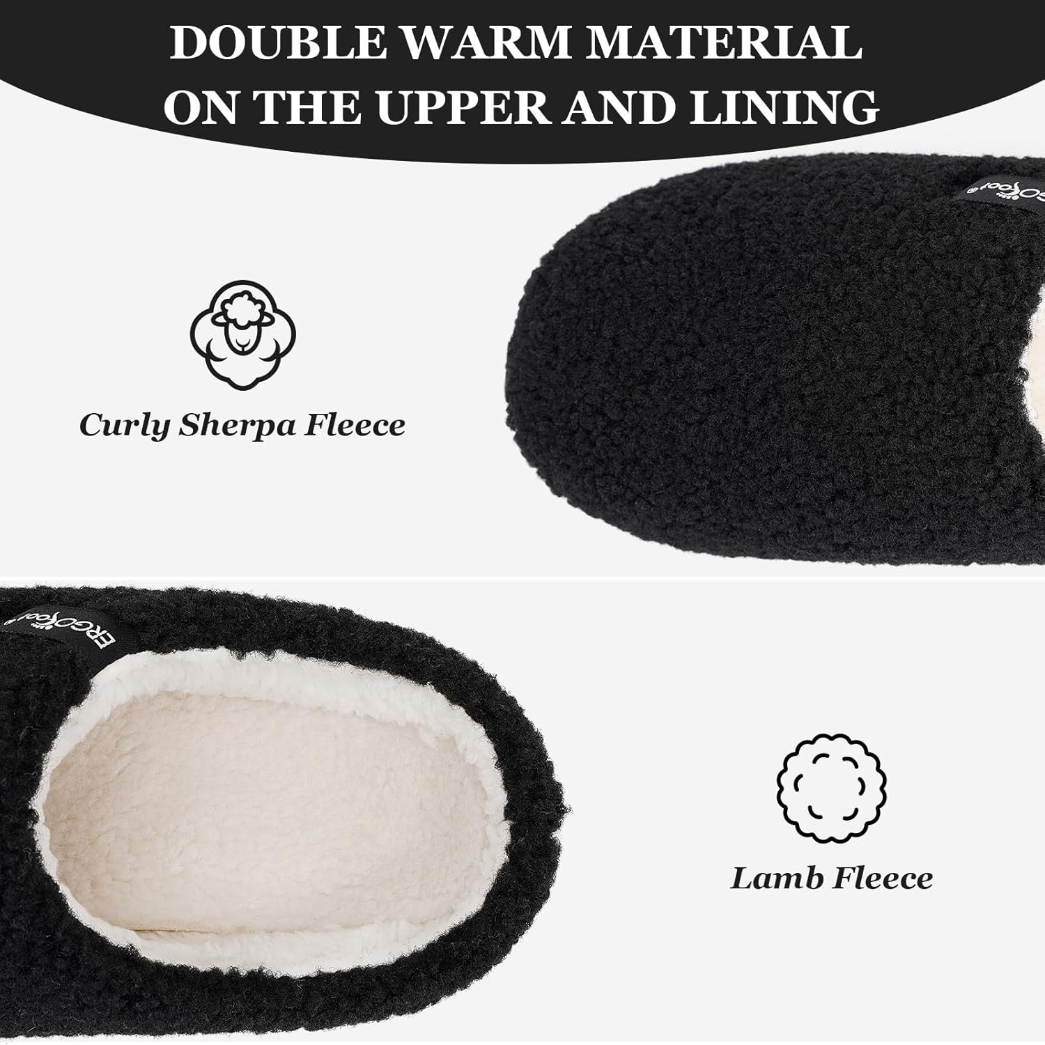 ERGOfoot Arch Support Orthopedic Slippers for Plantar Fasciitis, Sherpa Fleece Clog Style -Machine Washable Non-Slip Indoor Outdoor House Slippers for Women& Men - Image 3