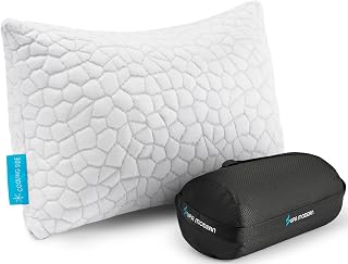 SUPAMODERN Adjustable Cooling Camping Pillow - Shredded Memory Foam Travel Pillow for Backpacking, Hiking, Airplane, Medium Firm with Washable Cover