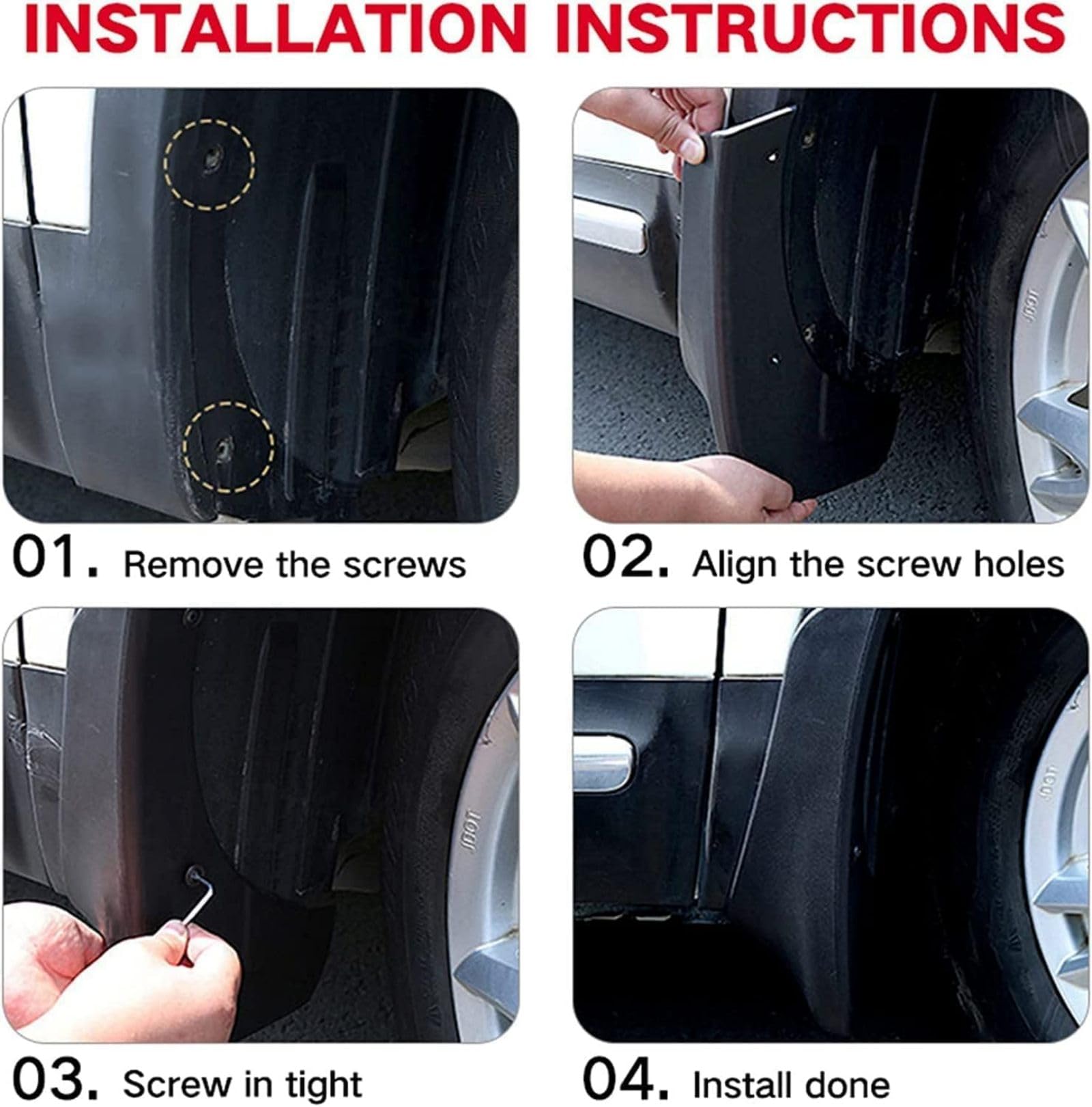 NOLLAM 4 Stücke Auto Schmutzfänger für Toyota RAV4 / RAV4 Hybrid 2016 2017 2018, Auto Schmutzfänger Kotflügel Spritzschutz Protektoren Bausatz Auto Zubehör