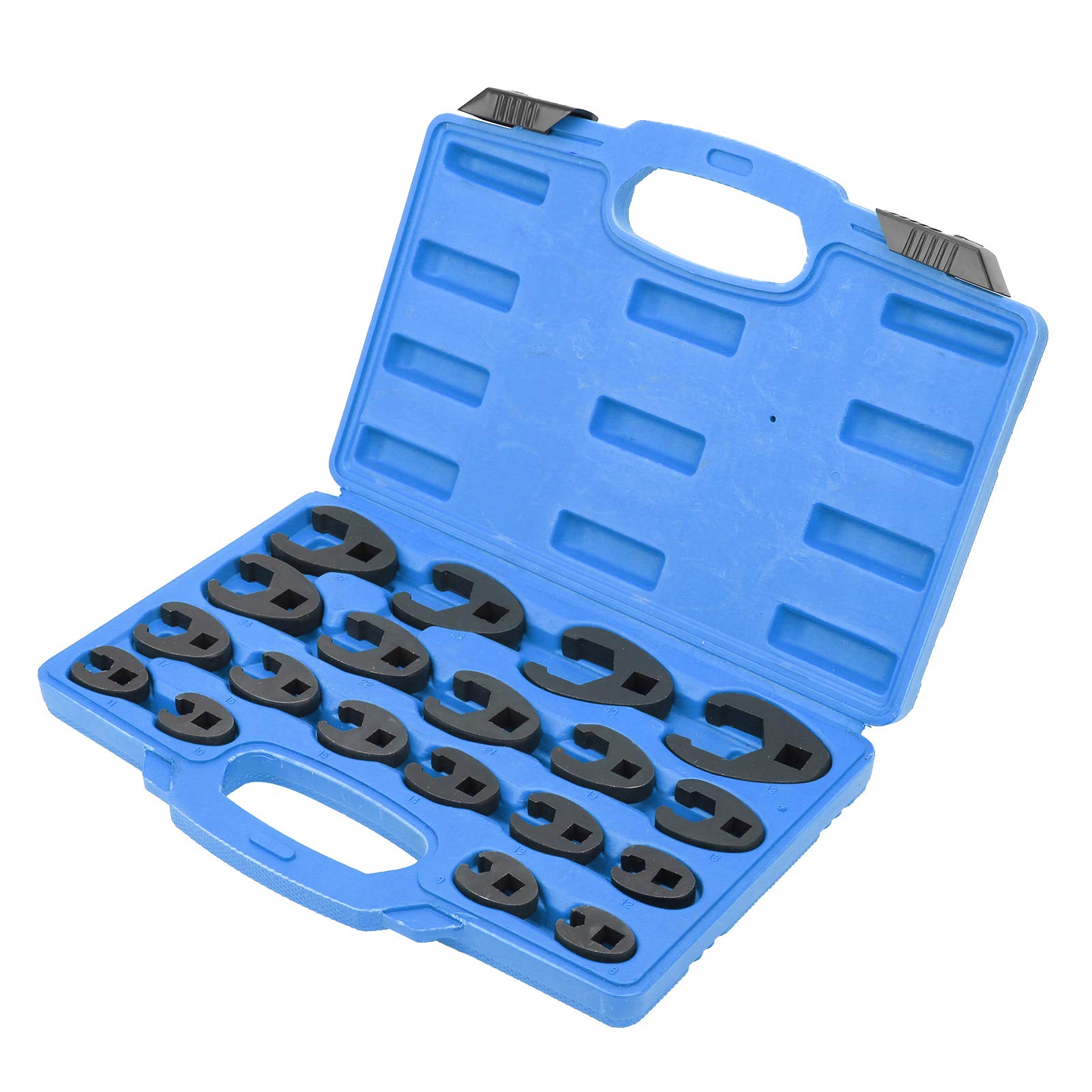 Juego de 19 llaves de pata de gallo de 8 a 32 mm, de acero al cromo-molibdeno, para barra de extensión de carraca de 3/8 pulgadas de 1/2 pulgadas