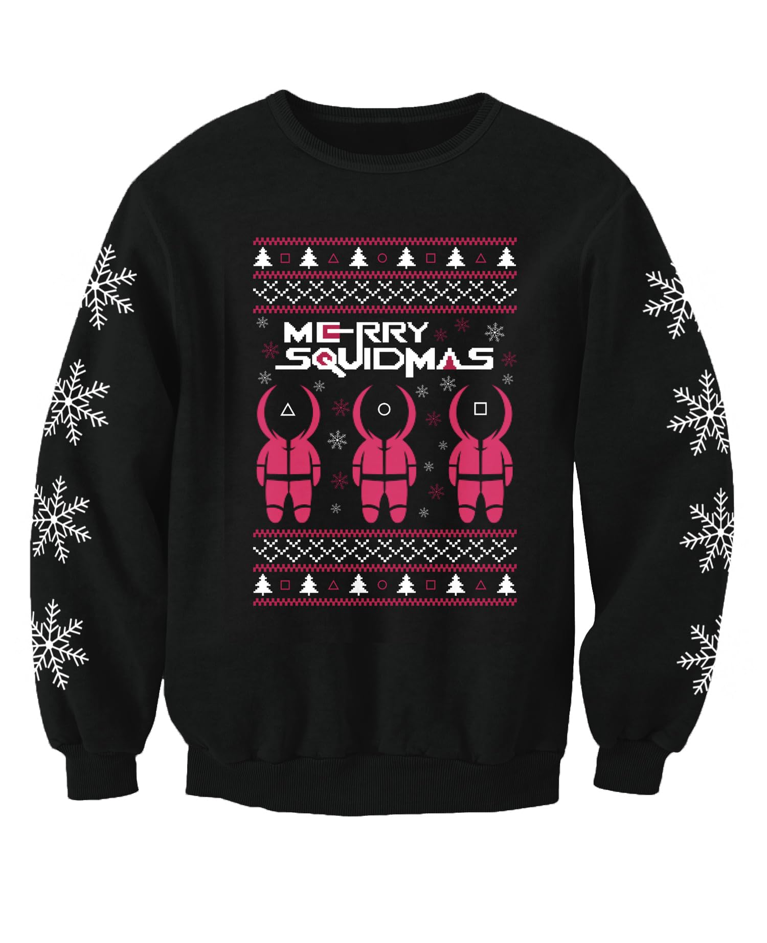 Christmas Jumpers - Nostalgic Unisex Black Merry Squidmas Adults Christmas Jumper Sweatshirt (Uk, Alpha, Xl, Regular, Regular)