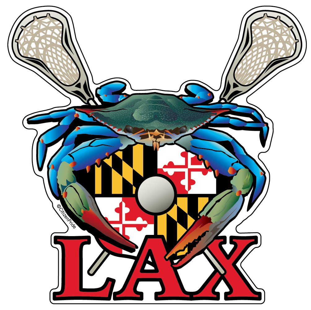 Blue Crab Maryland LAX Sticker Decal die Cut Vinyl, 4.5x4.5, Made in USA
