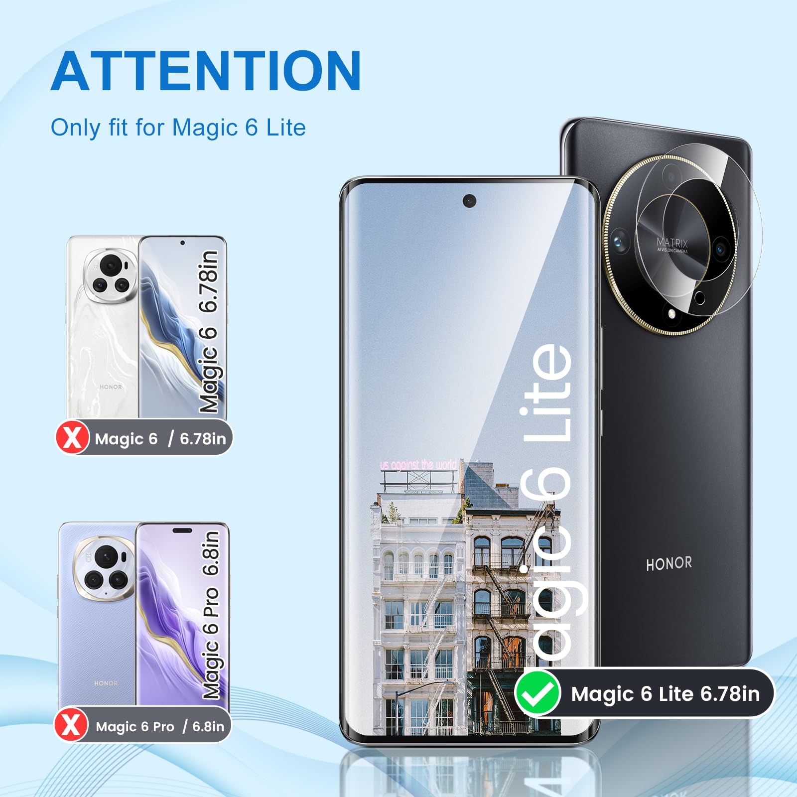 Protection d’écran Honor Magic 6 Lite 5G en verre trempé full size