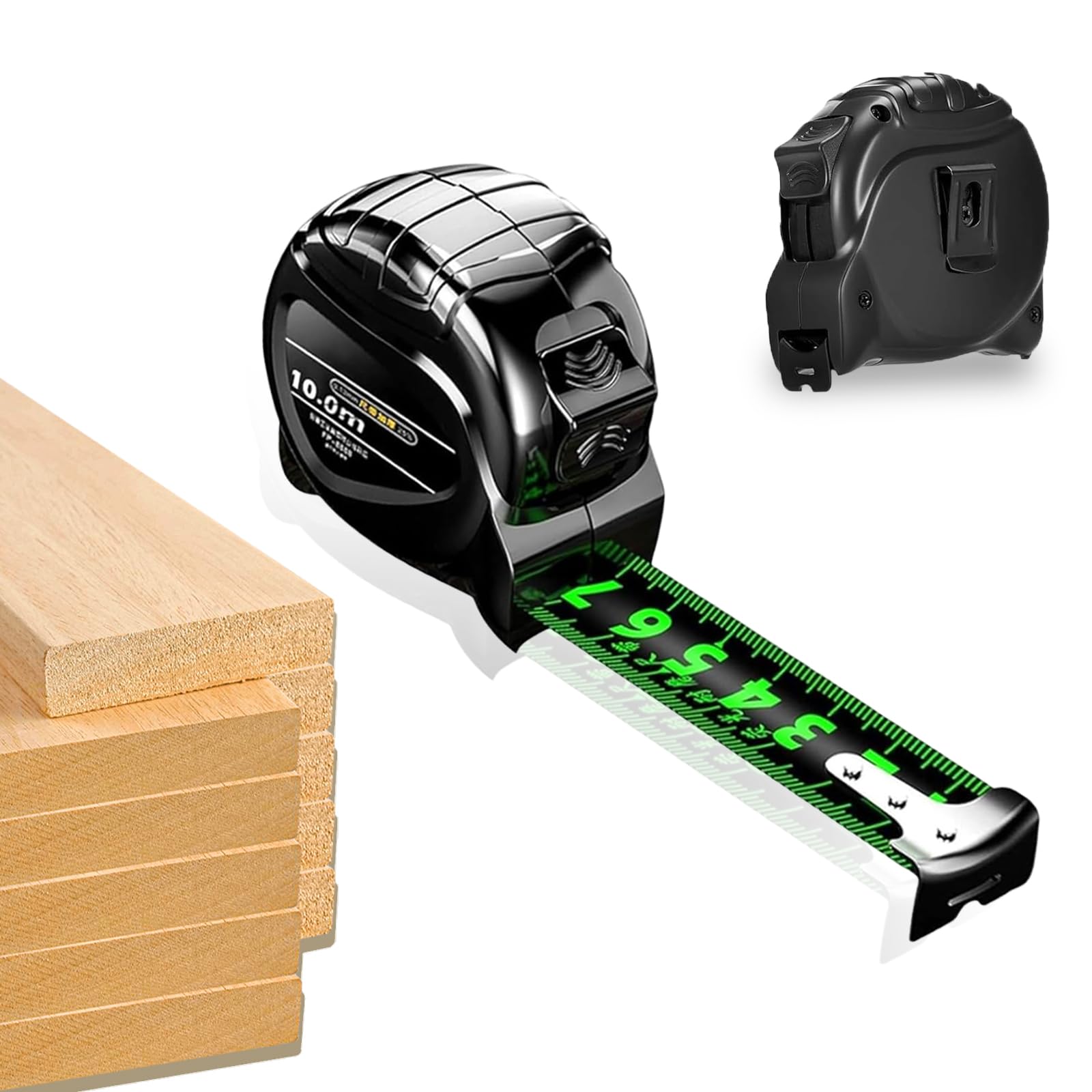 Fluorescent Tape Measure 10 Metre/32.8ft,25mm Waterproof Width General Builders Tape Measure Portability Retractable Height Measuring Device Fixed Hook Heavy Duty For Height Measurement Industrial