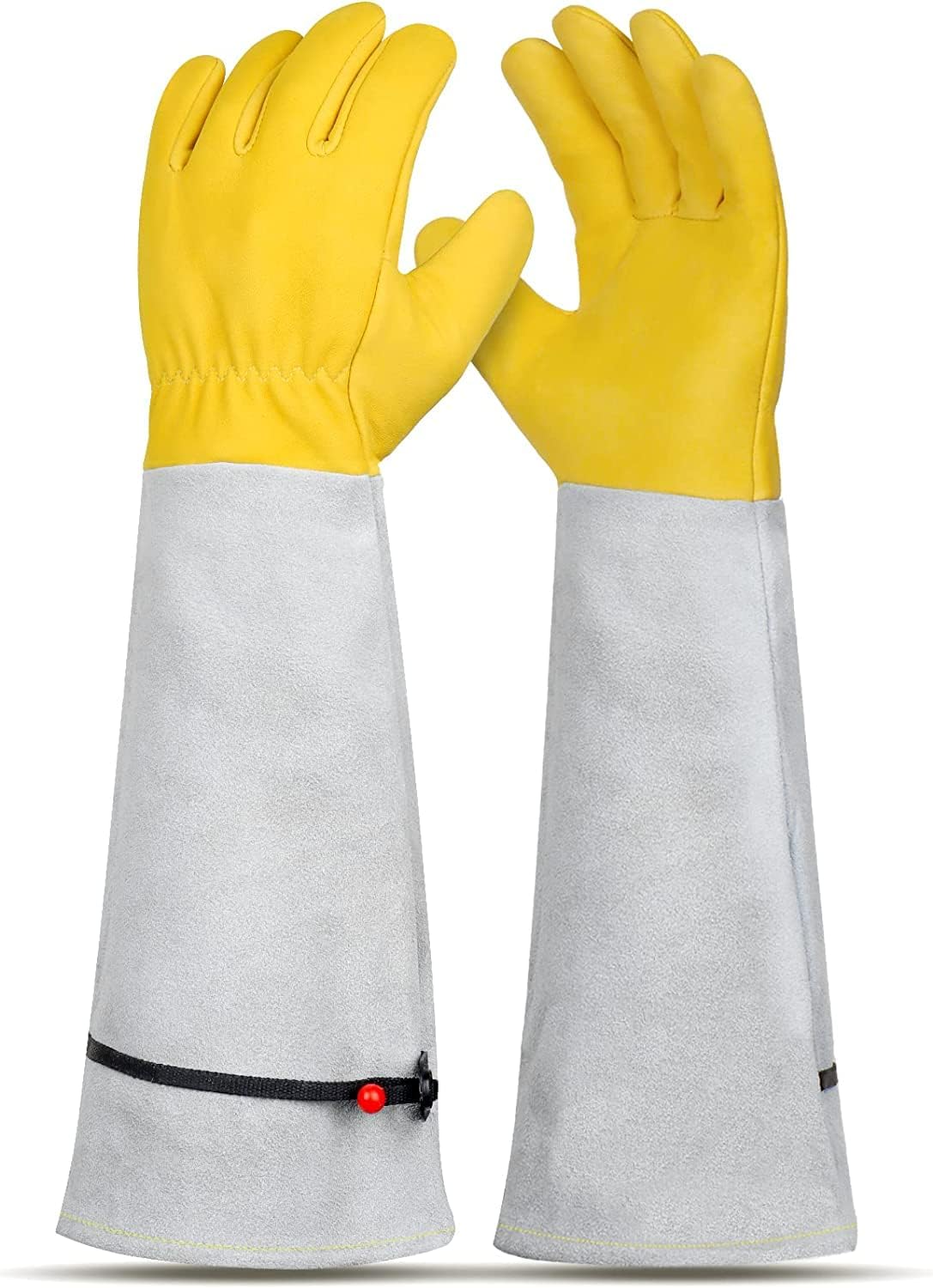 Gardening Gloves for Women/Men, Rose Pruning Thorn-Proof Gloves, with Adjustable Cuff and Durable Goatskin Leather, Comfy Breathable Long Sleeve Work Garden Gauntlet Gloves for Yard Work(L)