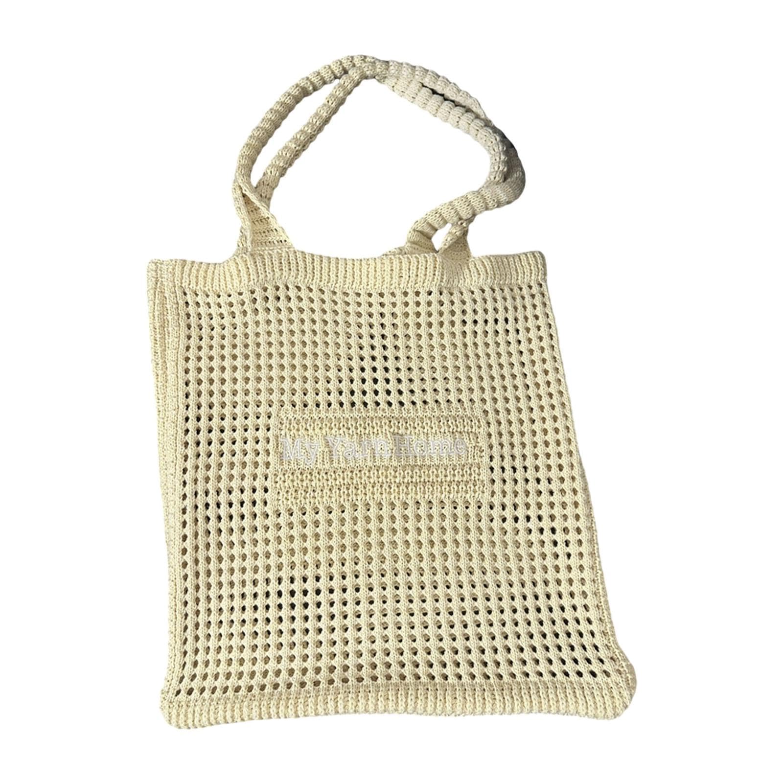 Women Crochet Bag Satchel Trendy Beach Tote Bag for Outdoor Picnic Traveling Yellow-image-21