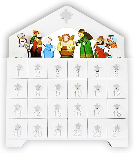 Calendario de Adviento de madera con cajones rellenables, cuenta regresiva 2023 para Navidad