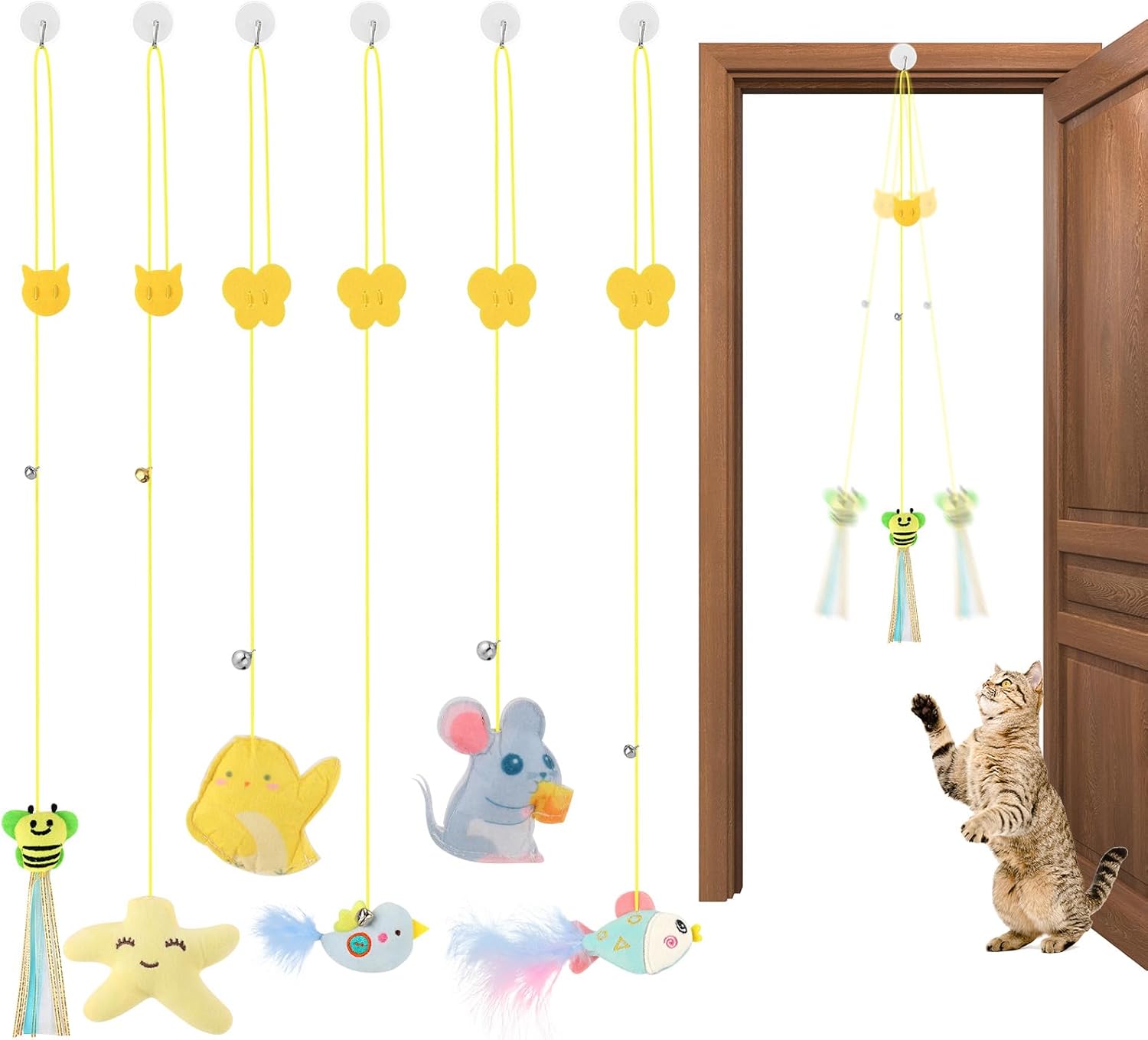 XLSXEXCL 6 Pcs Hanging Cat Toy, Cat Hanging Toy Door