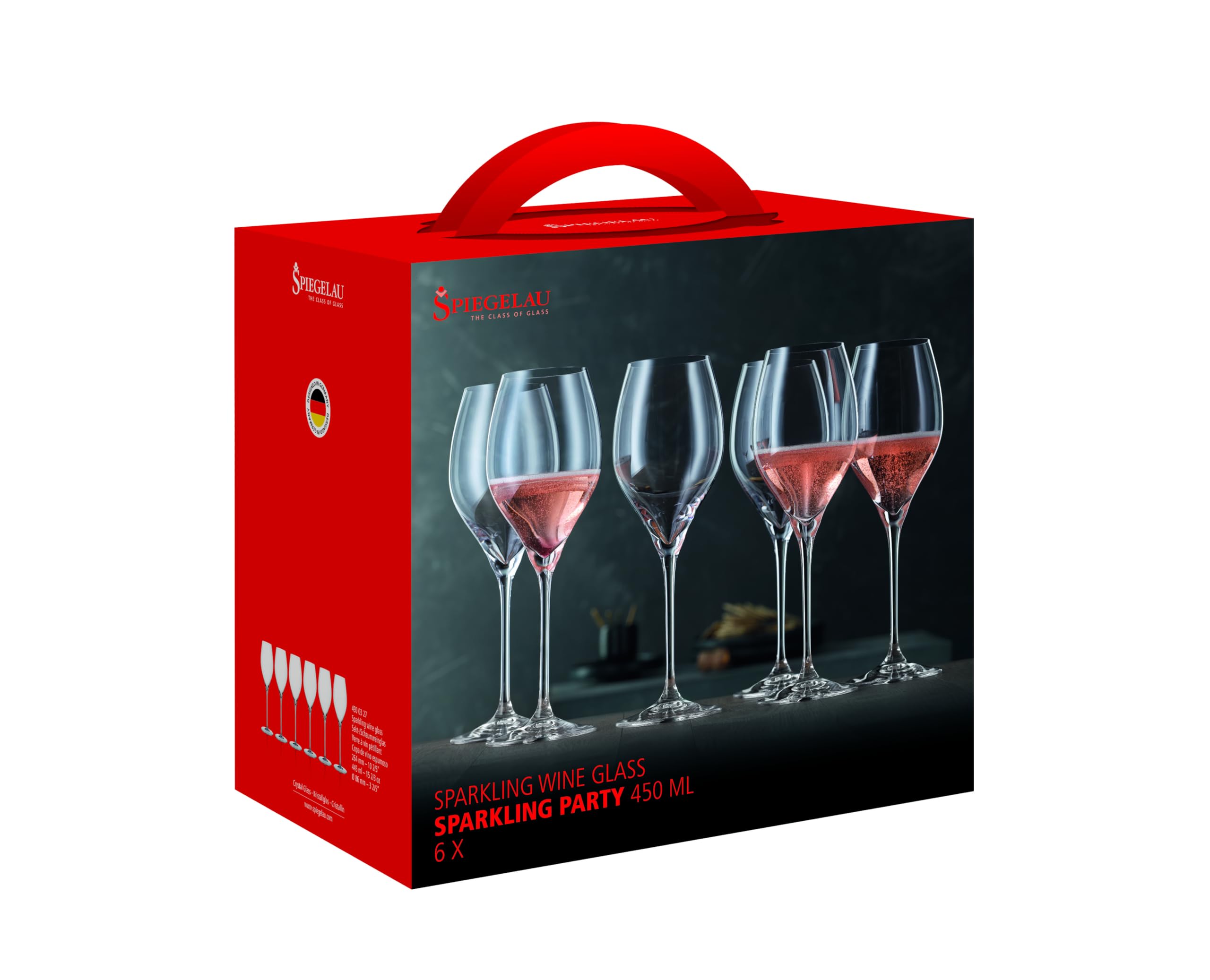 Spiegelau Champagnergläser, Sparkling Party 450ml, 6 Stück, Special Glasses, 4900327, Champagner Gläser aus Kristallglas, Sektgläser spülmaschinenfest