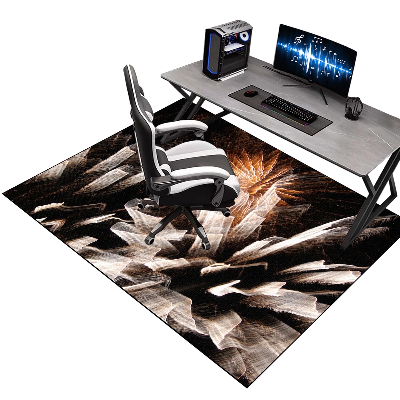 KQIEJUY Gaming Chair Mats for Carpeted Floors, Office Chair Mat for Hardwood Floor, Computer Rolling Chair Mat Hard Floor for Home and Office, Machine Washable Desk Floor Protector Rug 130 x 170 cm