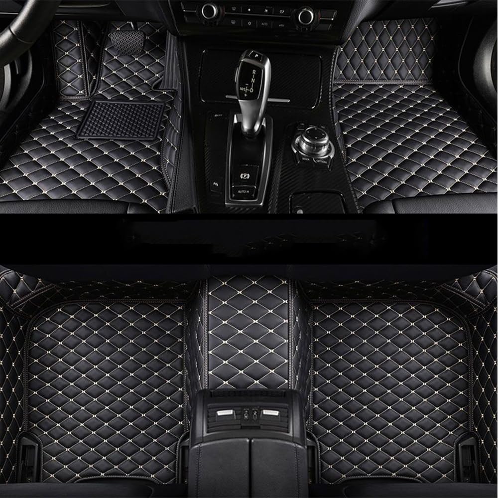 Custom Car Floor Mats For Nissan Sylphy 2020 2021 2022 2023 2024 Leather Waterproof Carpet Mat All Weather Protection Floor Liners Front Rear Pads Full Covered,BlackBeige normal BlackBeige