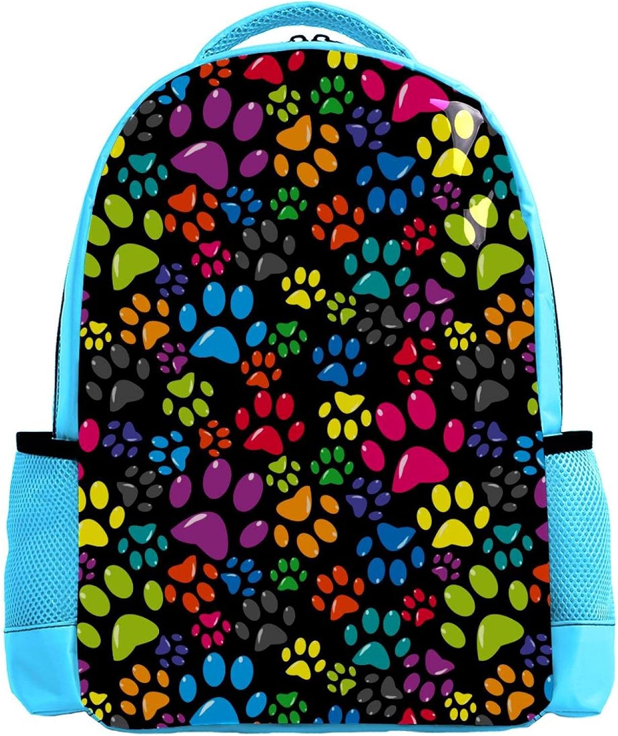 Lightweight Backpack for School,Colorful dog paw footprint,Classic