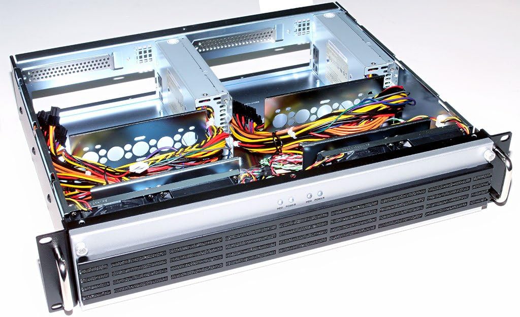 RM-2270 2U Black Rackmount Case for Dual Mini-ITX Motherboard, 14" Deep with 2 x 300W Flex ATX Power Supply