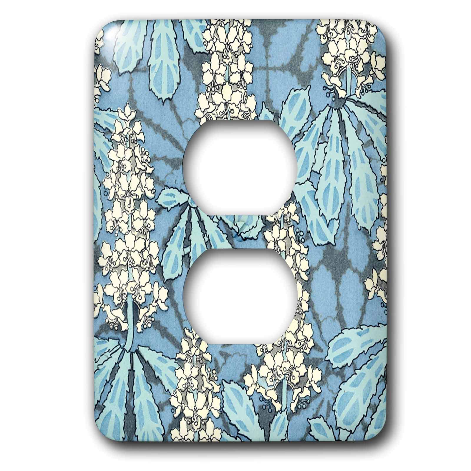 Housse de prise de courant durable motif floral bleu lavable 3dRose