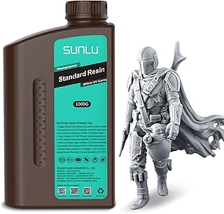 SUNLU 3D Printer Resin 1KG, 405nm UV Curing Standard Photopolymer Rapid Resin for 4K/8K LCD/DLP/SLA 3D Printing, High Precision, Low Shrinkage, Grey 1000g