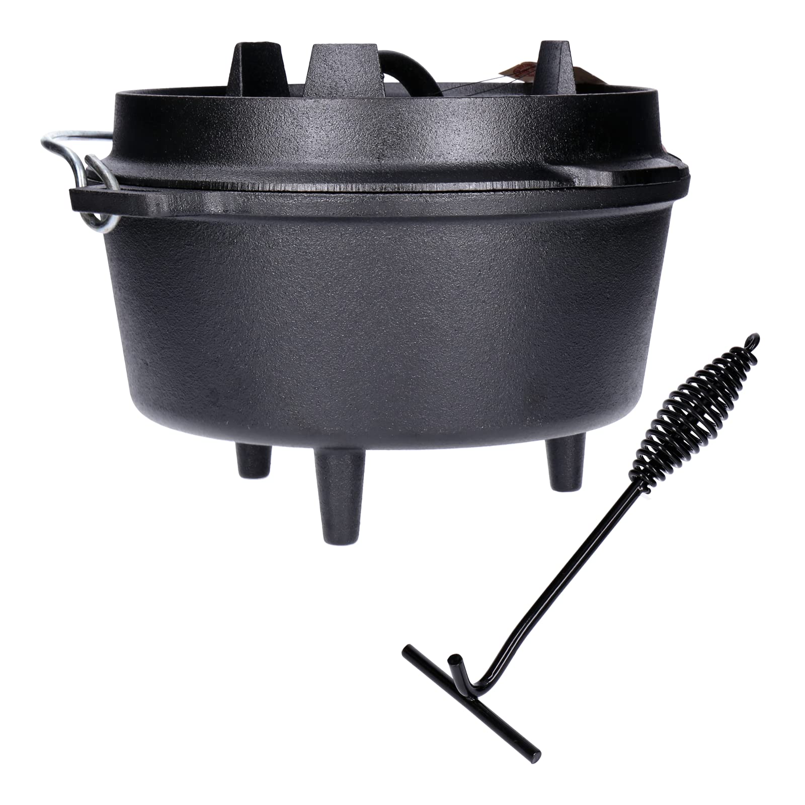 TP Premium BBQ Dutch Oven Set 7 pièces avec brasero, trépied, poêle en fonte, grille de cuisson